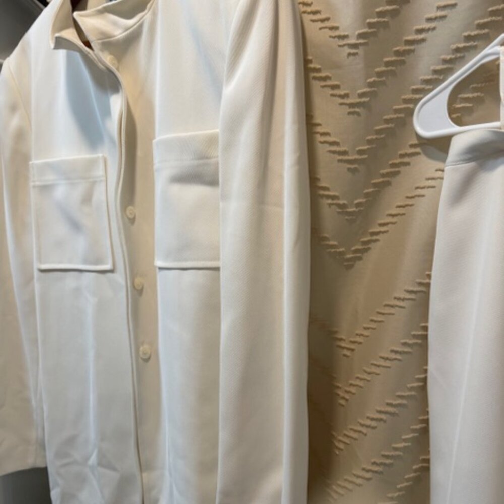 John Meyer Norwich Pantsuit 14 Ivory Vintage 90s Lined Made Romania - Picture 12 of 16